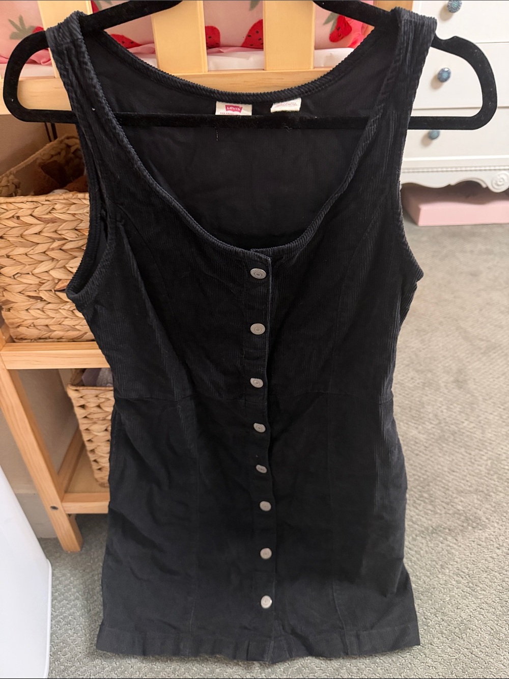 Levi's Black Corduroy Button-Front Mini Dress